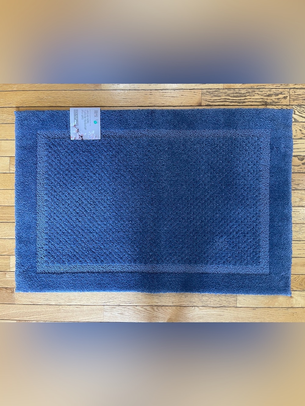 New Purely Indulgent Plush Navy Bath Mat- Soft Absorbent Floor Mat